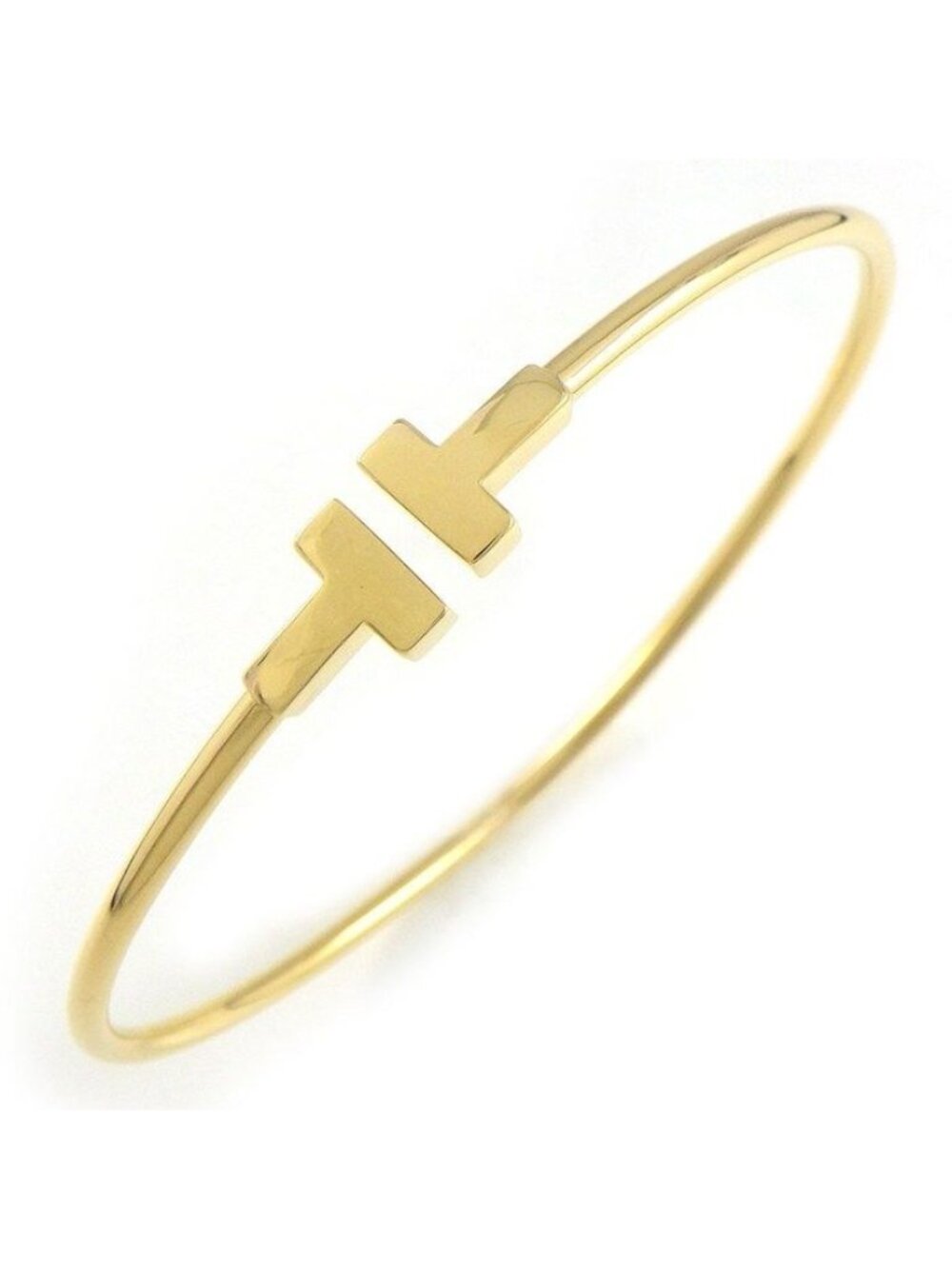 Tiffany & Co Bangle T Wire Narrow 18k Yellow Gold Bracelet